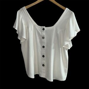 Universal Threads | Women’s Linen Blend Boho Top | Cream | Large